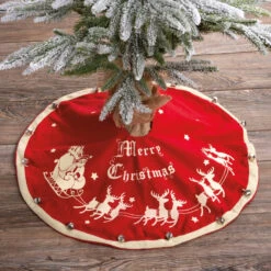 Christmas Decorations 23 24" Primitives By Kathy Small Vintage Inspired Tree Skirt 16556
