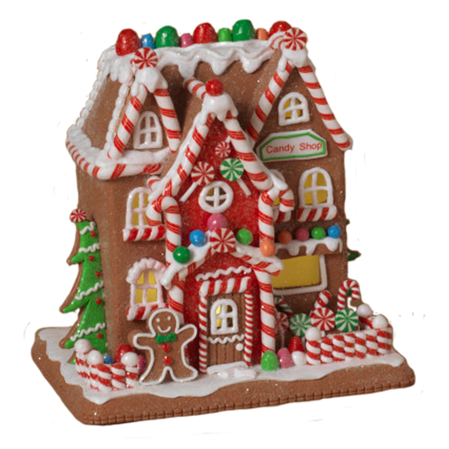 9" Battery Operated Lighted Clay Dough Gingerbread Christmas House 2659510 4 9" Battery Operated Lighted Clay Dough Gingerbread Christmas House 2659510 - Image 2