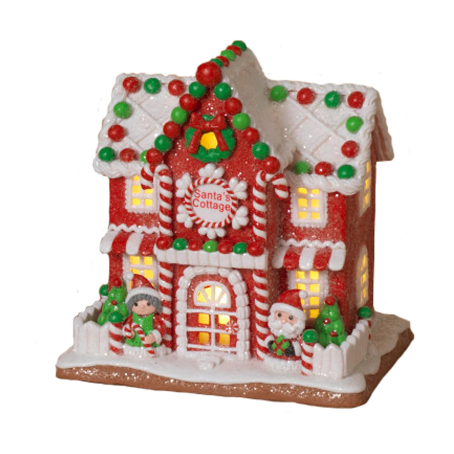 9" Battery Operated Lighted Clay Dough Gingerbread Christmas House 2659510 5 9" Battery Operated Lighted Clay Dough Gingerbread Christmas House 2659510 - Image 3