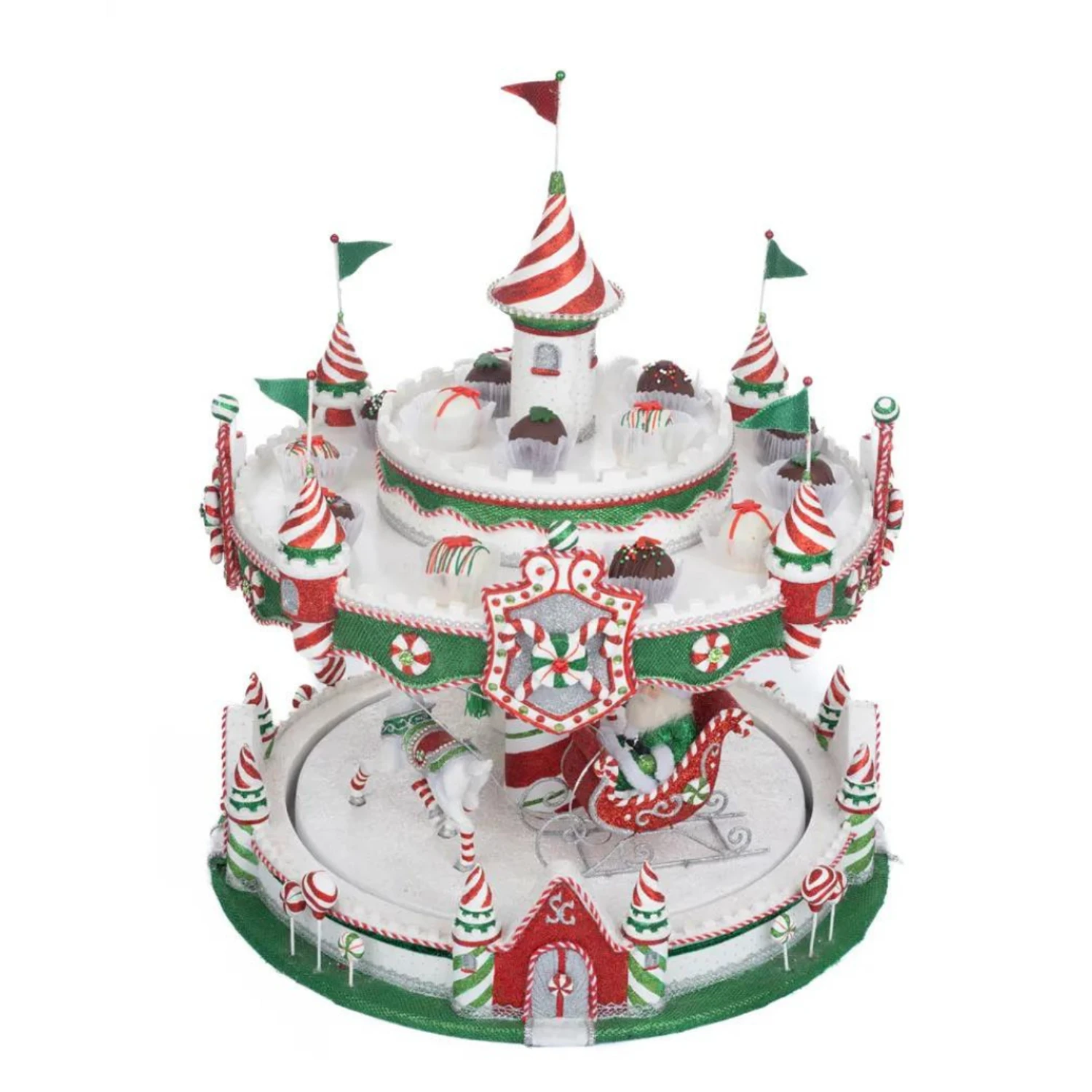 Katherine's Collection 48" Peppermint Palace Christmas Carousel Cupcake Server 28-328043 4 Katherine's Collection 48" Peppermint Palace Christmas Carousel Cupcake Server 28-328043 - Image 2