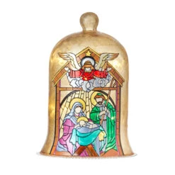 Raz 9" Holy Family Faux Stained Glass Lighted Cloche Christmas Decoration 4116345 -Christmas Decorations 4116345 1 69548.1647449074