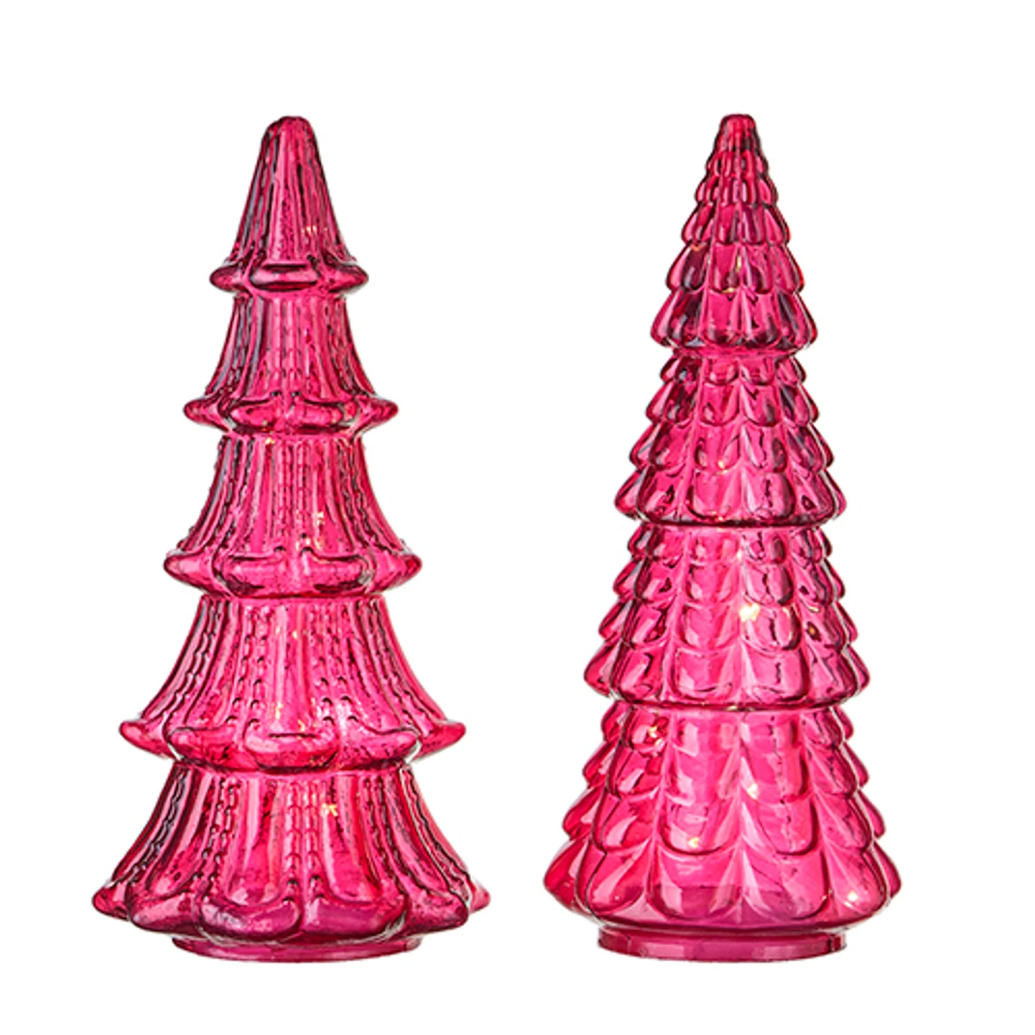 Raz Set Of 2 Pink Textured Glass Lighted Christmas Tree Decoration 4220113 4 Raz Set Of 2 Pink Textured Glass Lighted Christmas Tree Decoration 4220113 - Image 2