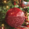 Raz 6" Half Glittered Red Glass Ball Christmas Ornament 4224608 -Christmas Decorations 4224608 46564.1649774485