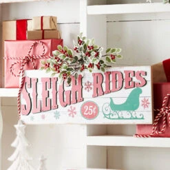 Raz 28"Sleigh Rides Christmas Wall Sign 4312375