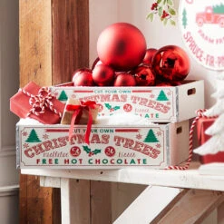 Raz Set Of 2 17.75" Christmas Tree Crates 4312378