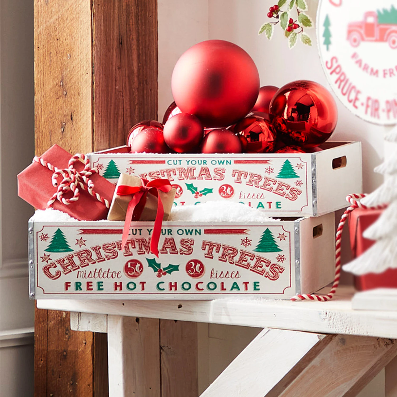 Raz Set Of 2 17.75" Christmas Tree Crates 4312378 3 Raz Set Of 2 17.75" Christmas Tree Crates 4312378