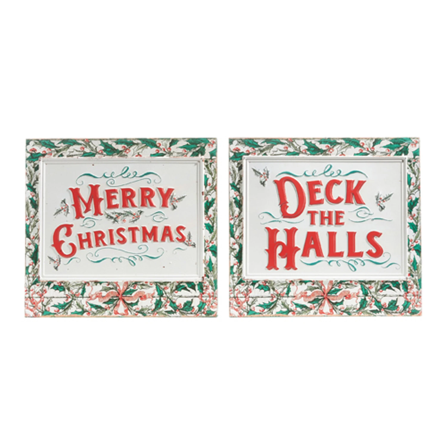Raz 16.75" Holiday Greetings Embossed Wall Signs Set Of 2 4312381 4 Raz 16.75" Holiday Greetings Embossed Wall Signs Set Of 2 4312381 - Image 2