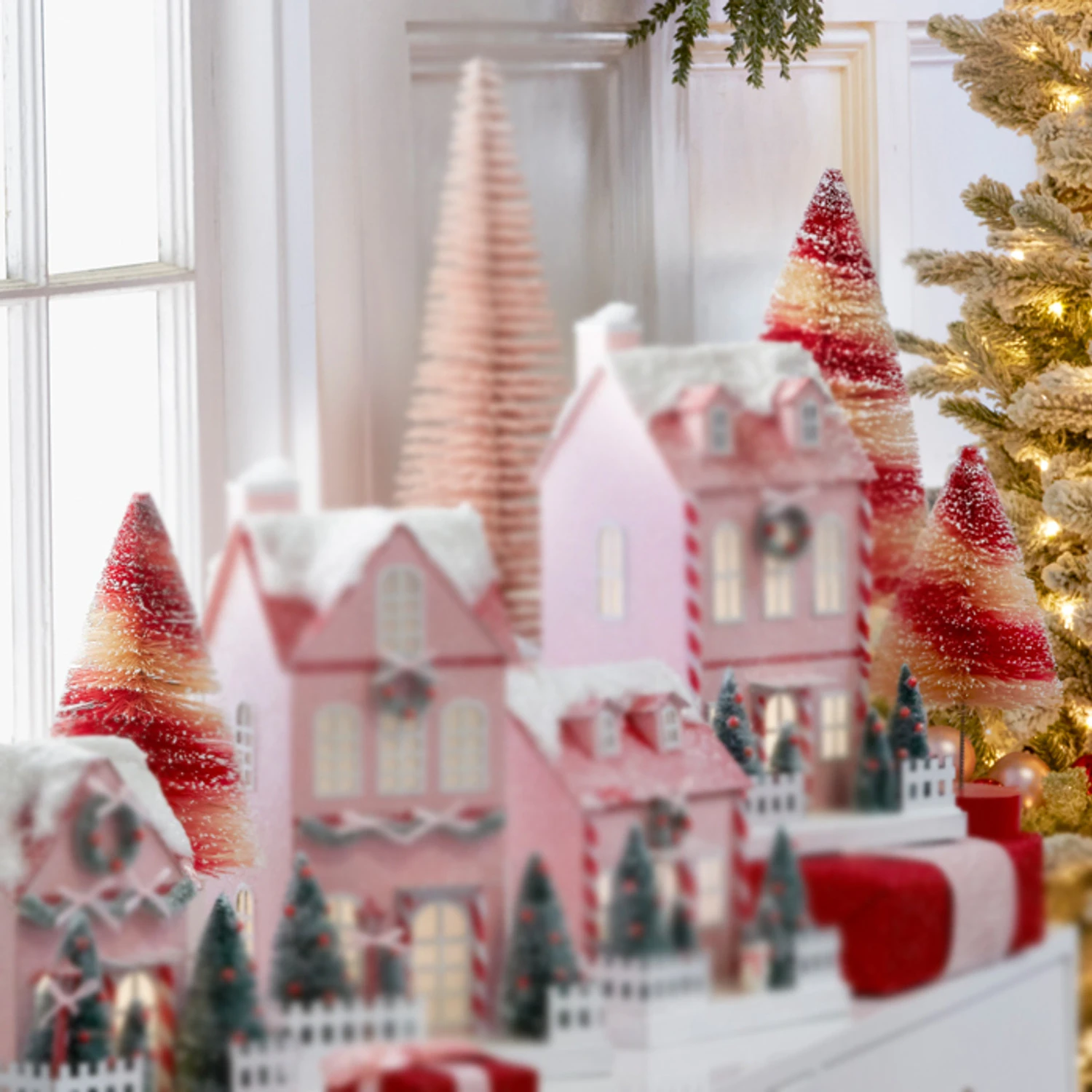 Raz 15" Peppermint Swirl Bottle Brush Trees Set Of 3 4315554 3 Raz 15" Peppermint Swirl Bottle Brush Trees Set Of 3 4315554