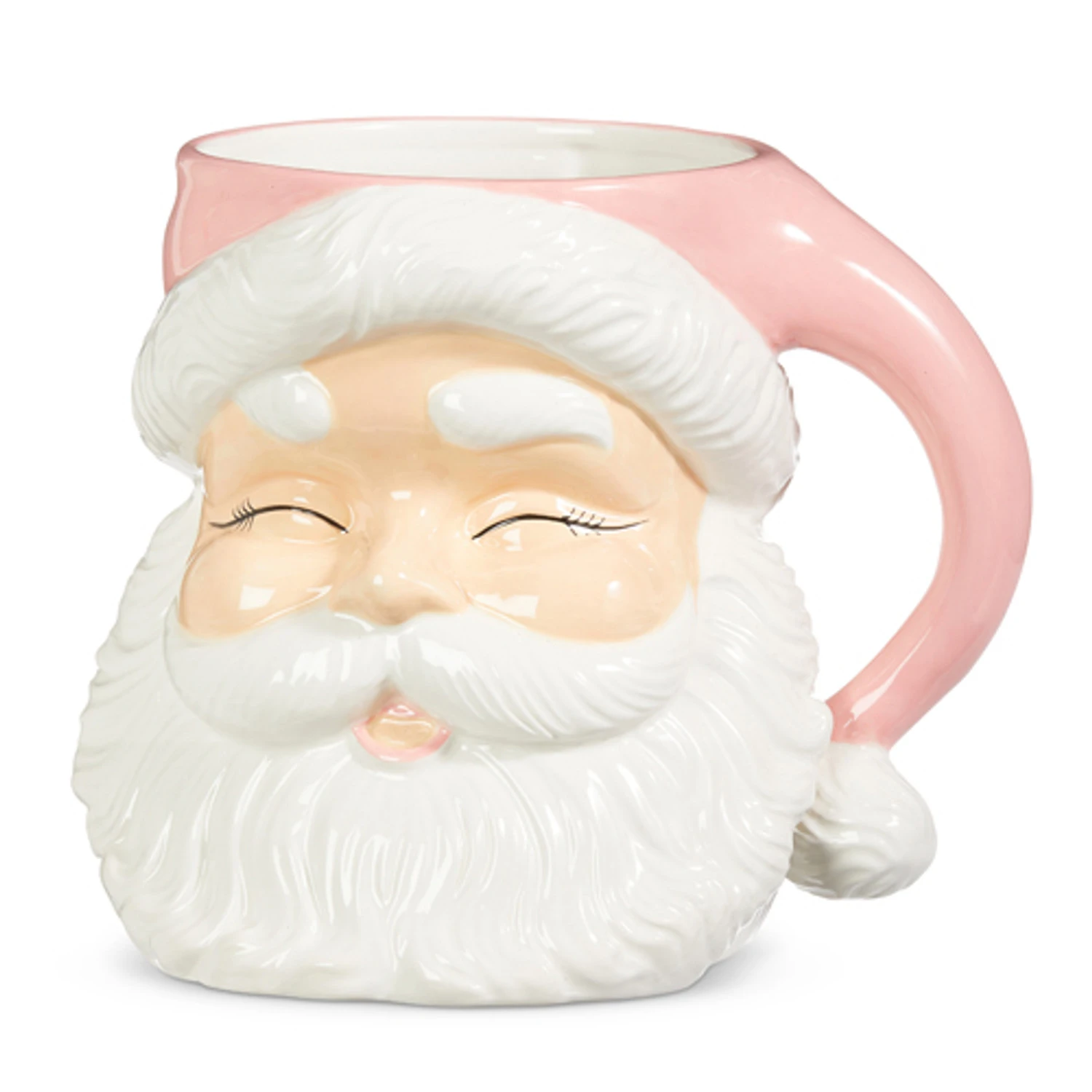 Raz 7.5" Or 8" Large Pink Santa Christmas Container Mug 5 Raz 7.5" Or 8" Large Pink Santa Christmas Container Mug - Image 3