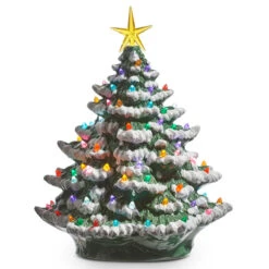 Raz 8" Or 13" Battery Operated LightedVintage Ceramic Christmas Tree With Snow Tips 7 Raz 8" Or 13" Battery Operated LightedVintage Ceramic Christmas Tree With Snow Tips -Christmas Decorations 4319101 92188.1690757948