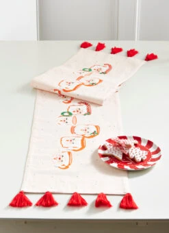 Raz 72" Pink Santa Mug Christmas Table Runner 4319325