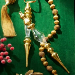 Raz 11" Gold And Clear Finial Glass Christmas Ornament 4320868