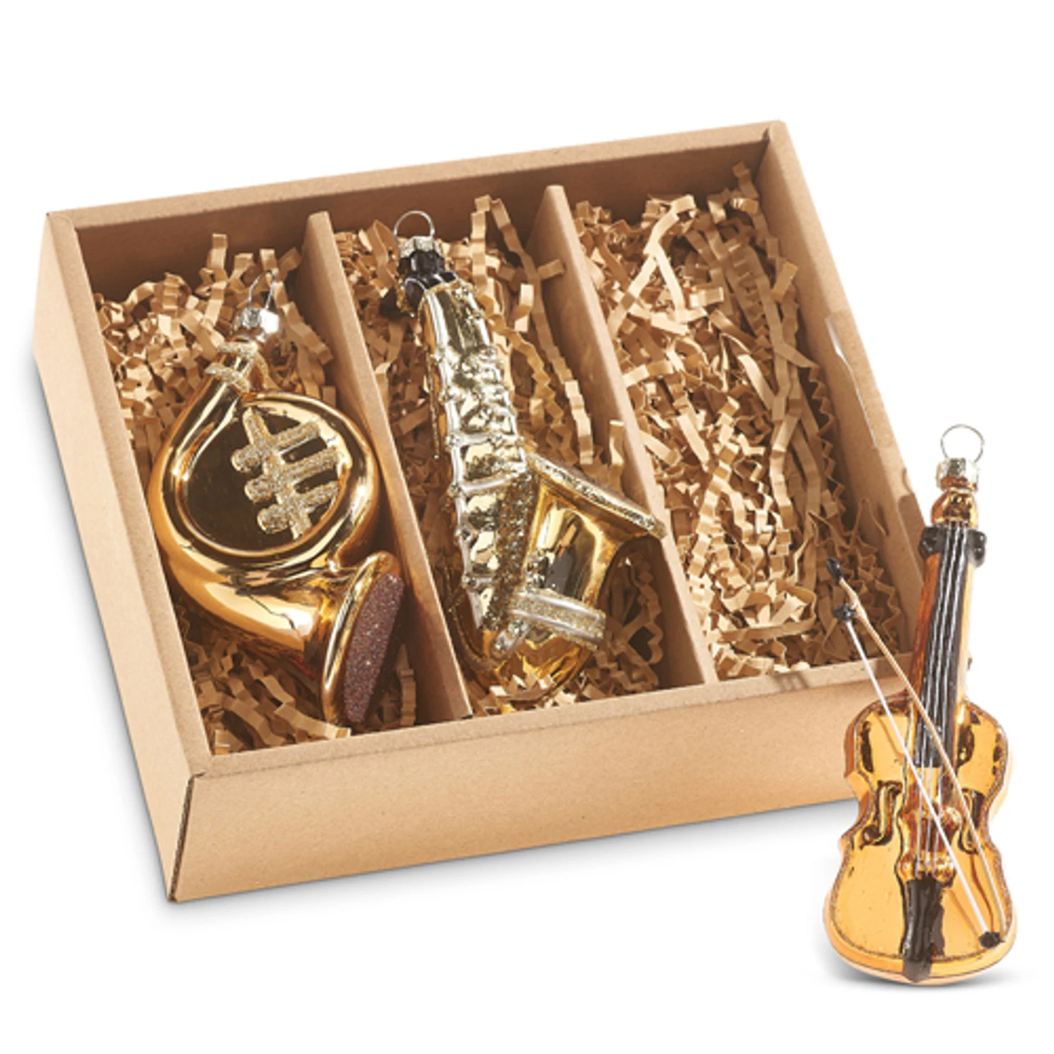 Raz 4.5" Box Of Musical Instruments Glass Christmas Ornaments 4320907 4 Raz 4.5" Box Of Musical Instruments Glass Christmas Ornaments 4320907 - Image 2