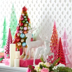 Raz 18" Large Iridescent Red Or Green Glass Tree Christmas Decoration -Christmas Decorations 4322934 edit 74896.1686758729