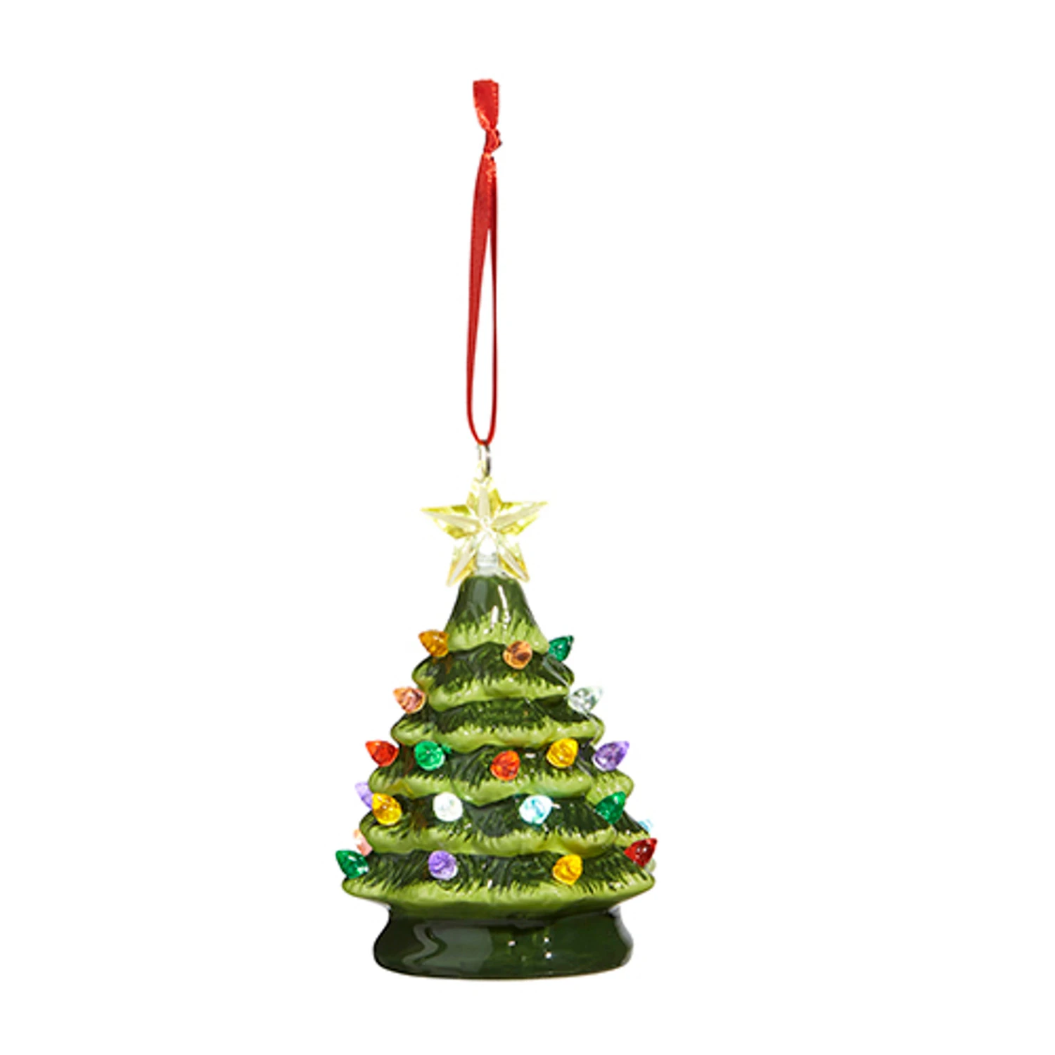 Raz 5.25" Green Or White Lighted Ceramic Tree Christmas Ornament 5 Raz 5.25" Green Or White Lighted Ceramic Tree Christmas Ornament - Image 3