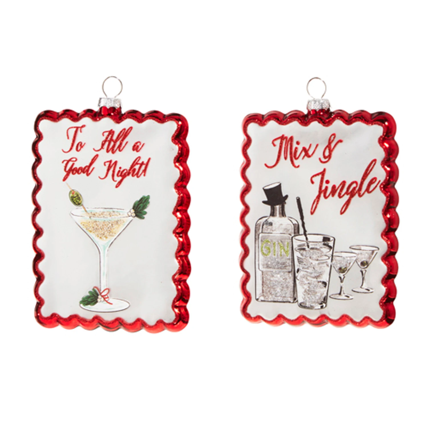 Raz 5" Holiday Cocktails Scalloped Edge Glass Christmas Ornament 4324575 4 Raz 5" Holiday Cocktails Scalloped Edge Glass Christmas Ornament 4324575 - Image 2
