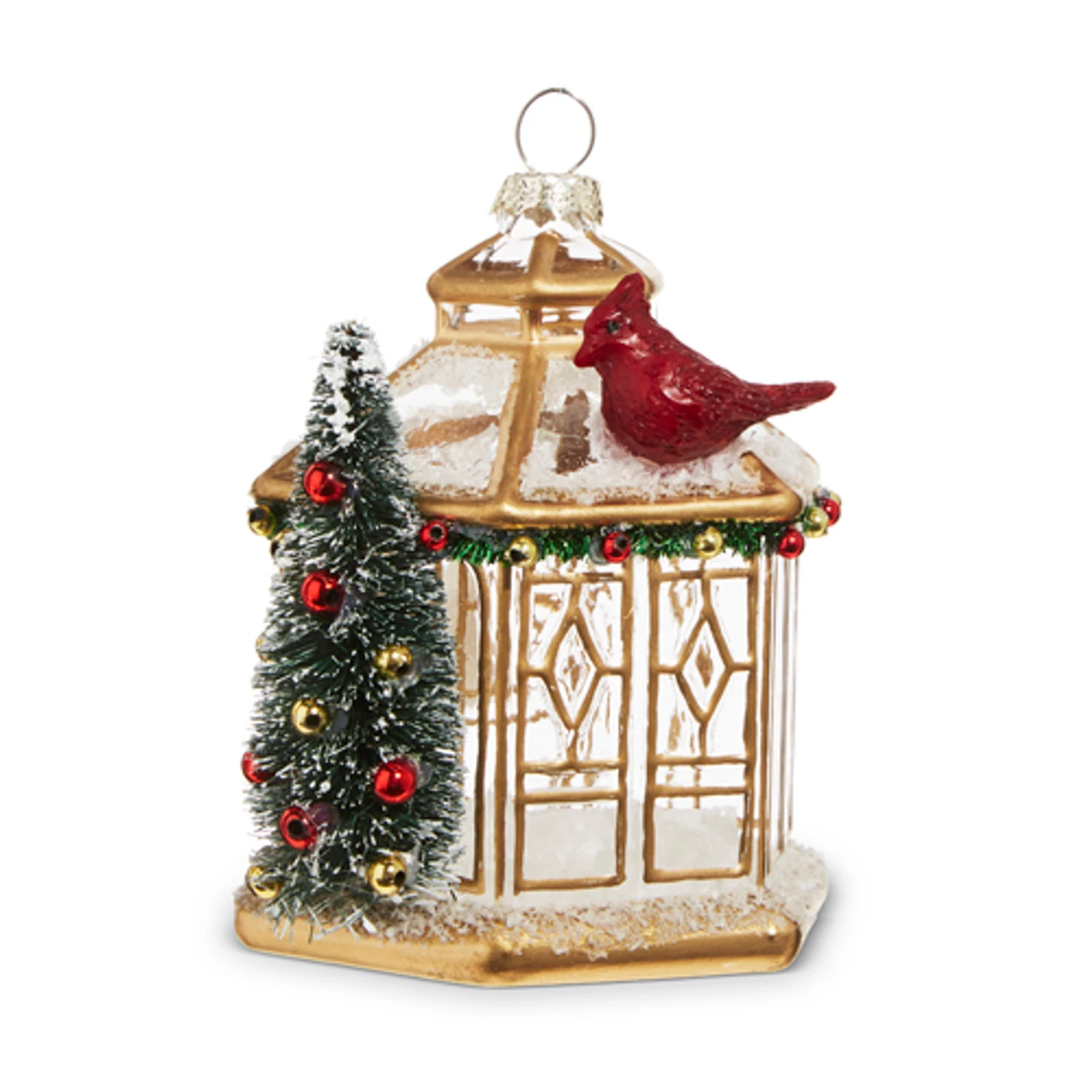 Raz 3.75" Gold Pagoda With Cardinal Glass Christmas Ornament 4324584 4 Raz 3.75" Gold Pagoda With Cardinal Glass Christmas Ornament 4324584 - Image 2