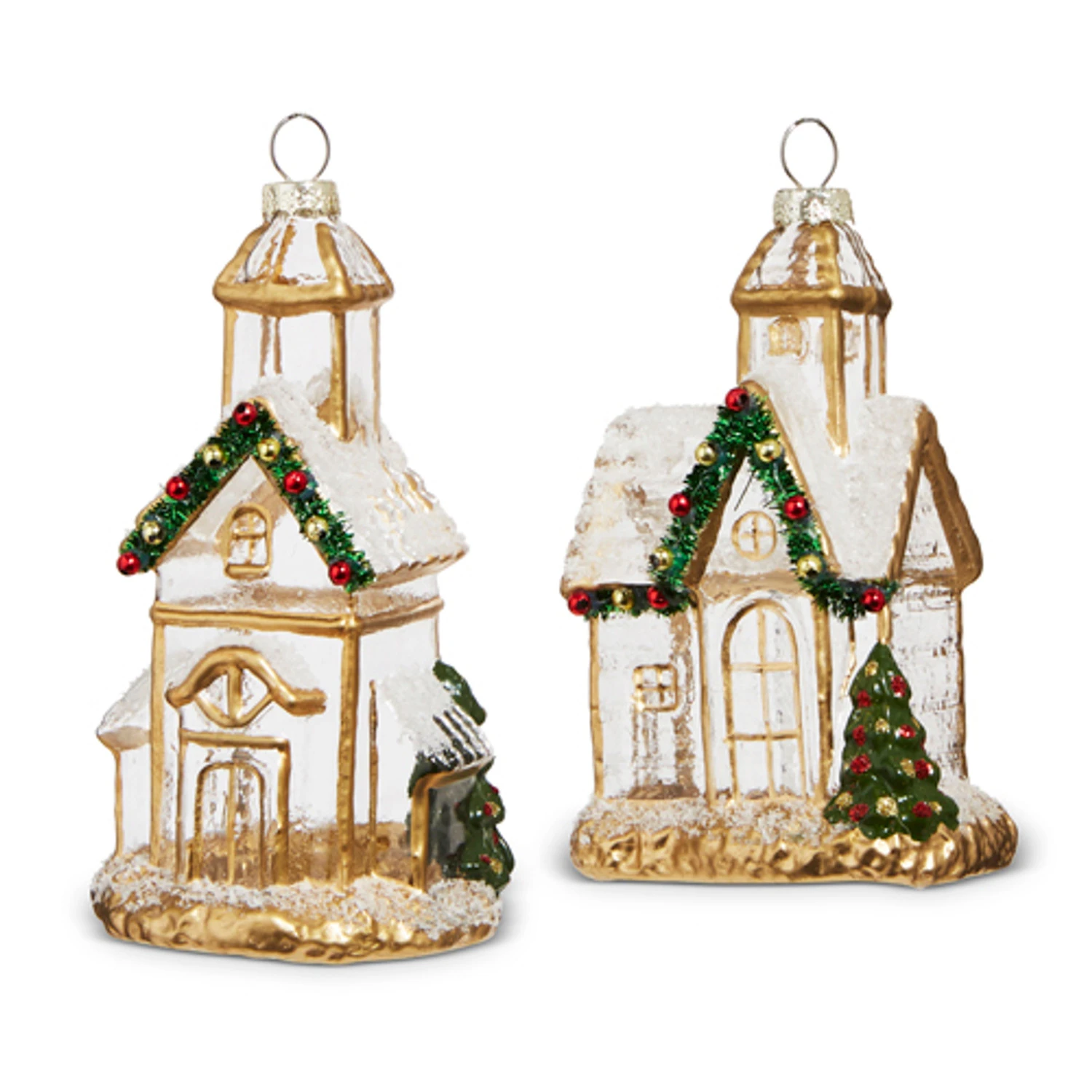 Raz 5" Gold And Clear Church Glass Christmas Ornament 4324586 4 Raz 5" Gold And Clear Church Glass Christmas Ornament 4324586 - Image 2