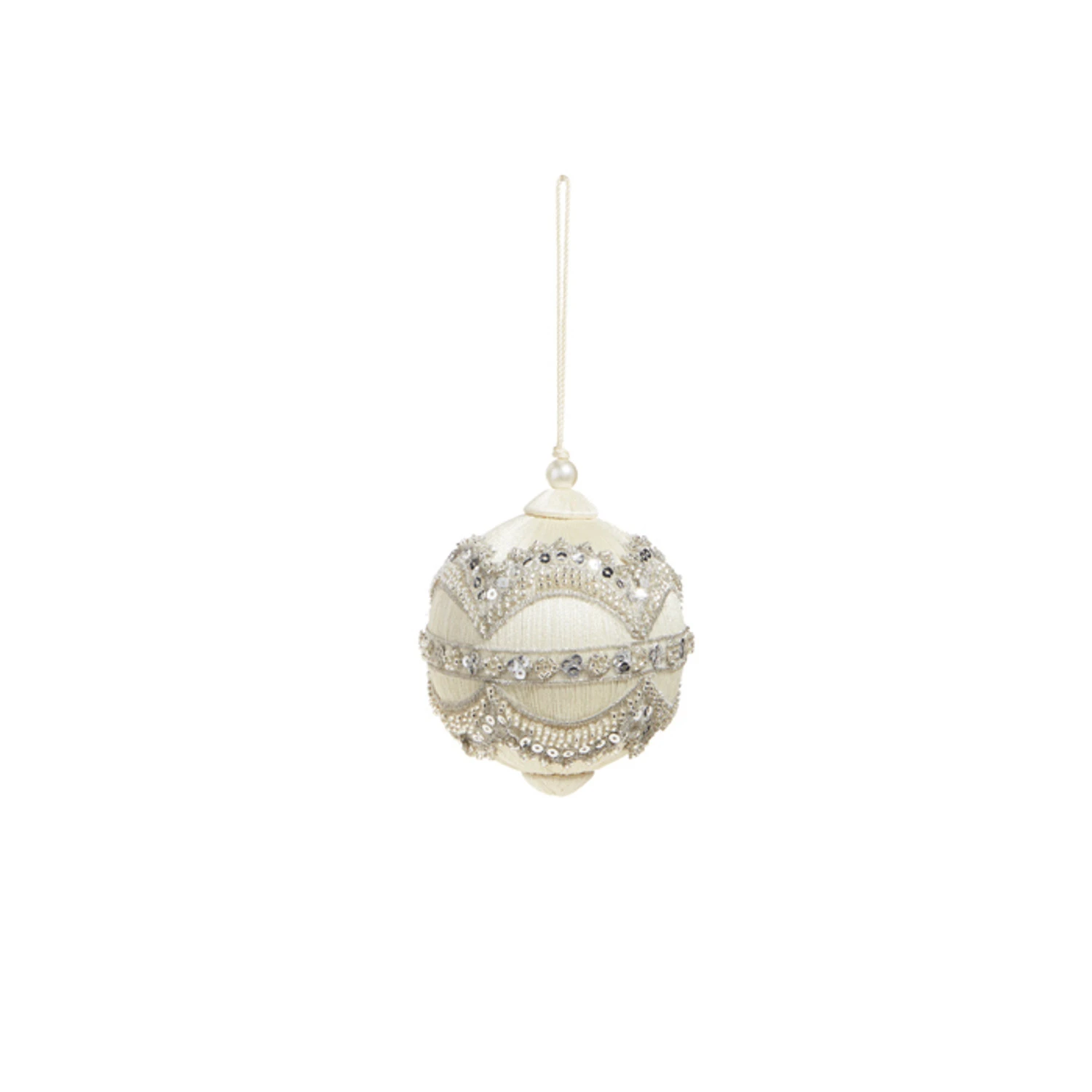 Raz 4" Silver Or Ivory Jewel And Wrapped Thread Ball Christmas Ornament 4327325 6 Raz 4" Silver Or Ivory Jewel And Wrapped Thread Ball Christmas Ornament 4327325 - Image 4