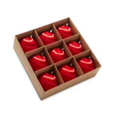 Raz 3" Box Of 9 Red Satin Ball Christmas Ornaments 4332729