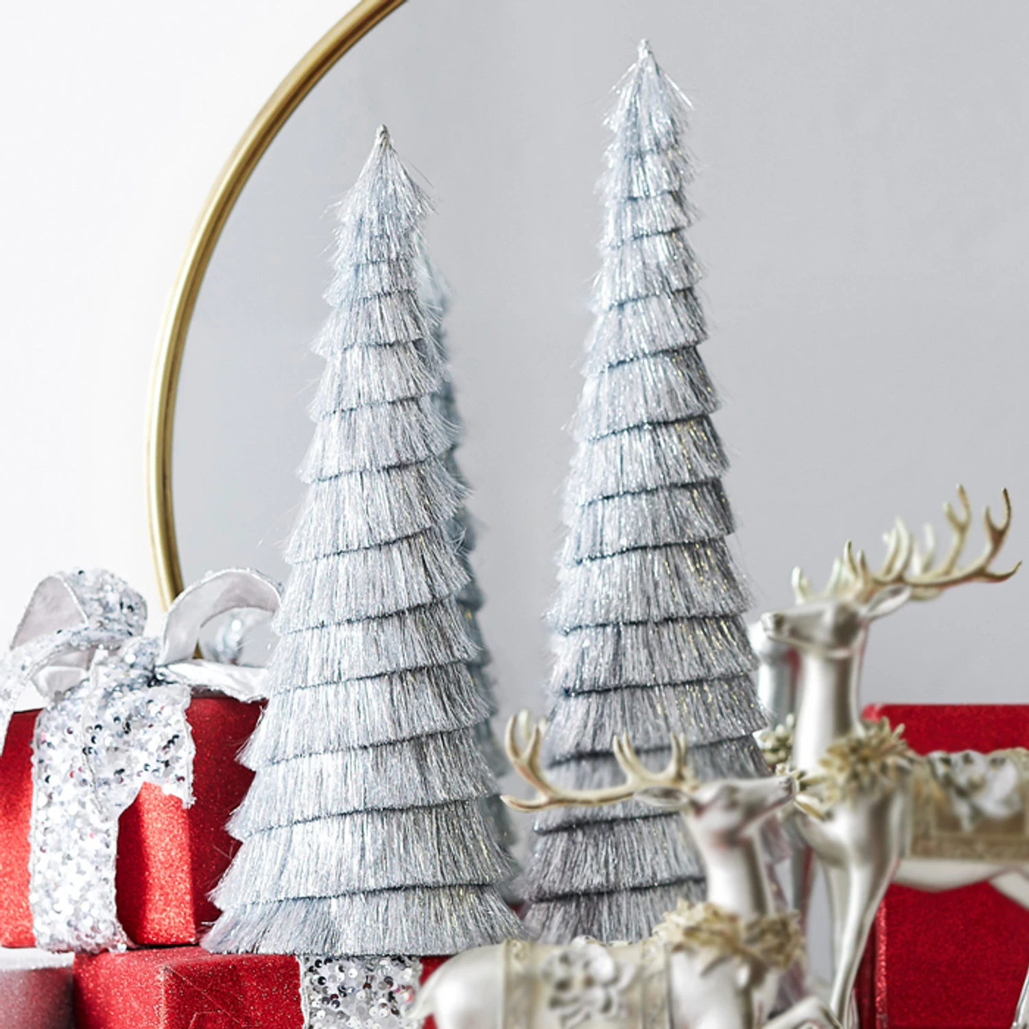 Raz Set Of 2 Silver Tinsel Tree Christmas Decoration 4334055 3 Raz Set Of 2 Silver Tinsel Tree Christmas Decoration 4334055