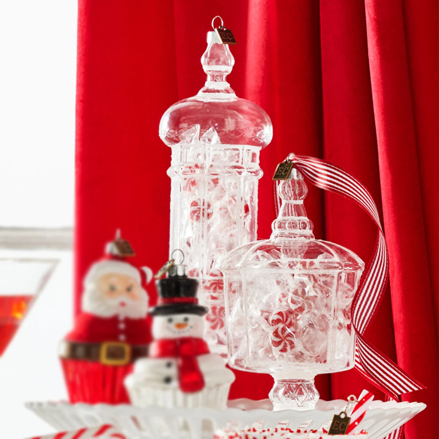 Raz Eric Cortina Small Or Large Christmas Candy Jar Glass Ornament 3 Raz Eric Cortina Small Or Large Christmas Candy Jar Glass Ornament