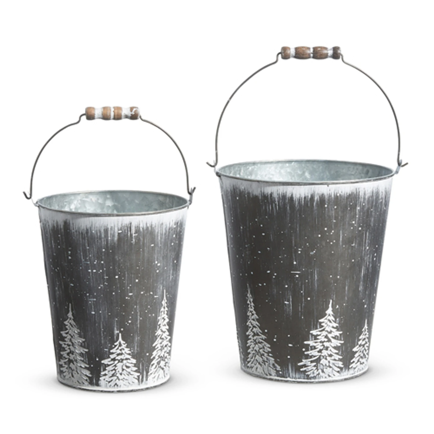 Raz Set Of 2 Galvanized Buckets With Trees Christmas Decorations 4355001 4 Raz Set Of 2 Galvanized Buckets With Trees Christmas Decorations 4355001 - Image 2