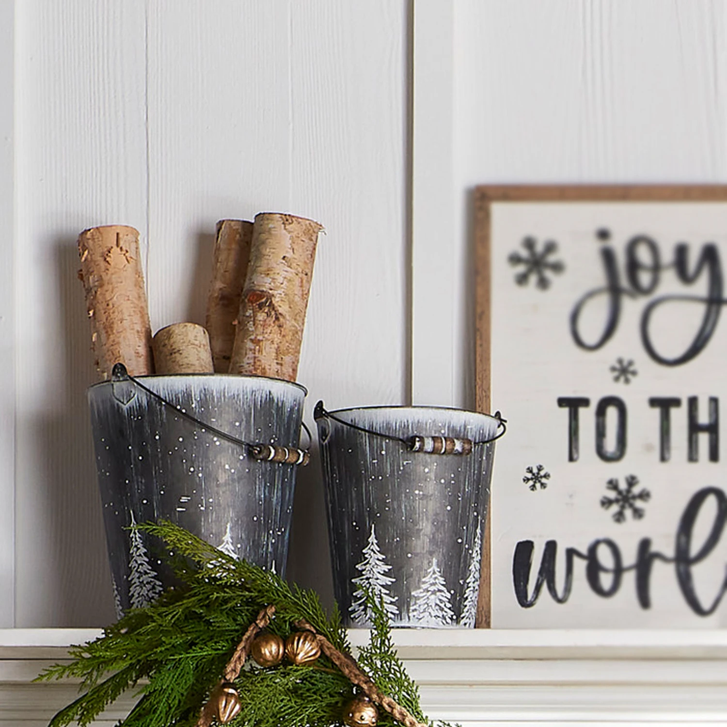 Raz Set Of 2 Galvanized Buckets With Trees Christmas Decorations 4355001 3 Raz Set Of 2 Galvanized Buckets With Trees Christmas Decorations 4355001