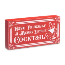 Raz Red High Shine Block Christmas Cocktail Sign 7 Raz Red High Shine Block Christmas Cocktail Sign -Christmas Decorations 4359005 97500.1685648389