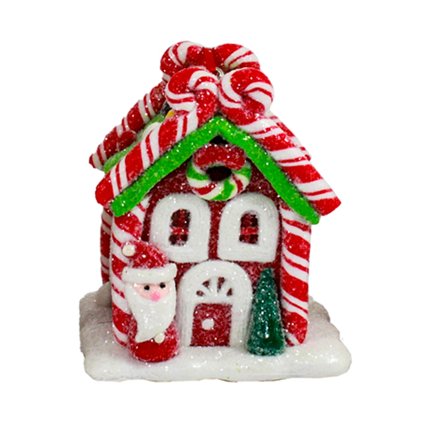 Kurt Adler Set Of 3 Battery Operated Lighted Claydough Gingerbread Candy House Christmas Ornament D4107 4 Kurt Adler Set Of 3 Battery Operated Lighted Claydough Gingerbread Candy House Christmas Ornament D4107 - Image 2