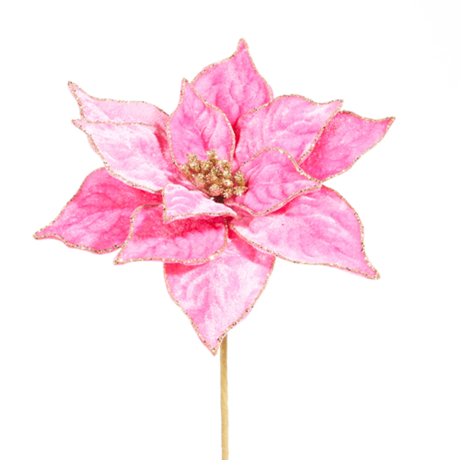 Raz 21" Hot Pink Velvet Poinsettia Christmas Tree Pick F4306716 4 Raz 21" Hot Pink Velvet Poinsettia Christmas Tree Pick F4306716 - Image 2