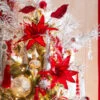 Raz 26" Red Tinsel Edge Poinsettia Stem Christmas Tree Accessory F4322742 -Christmas Decorations F4322742 edit 39365.1686749395