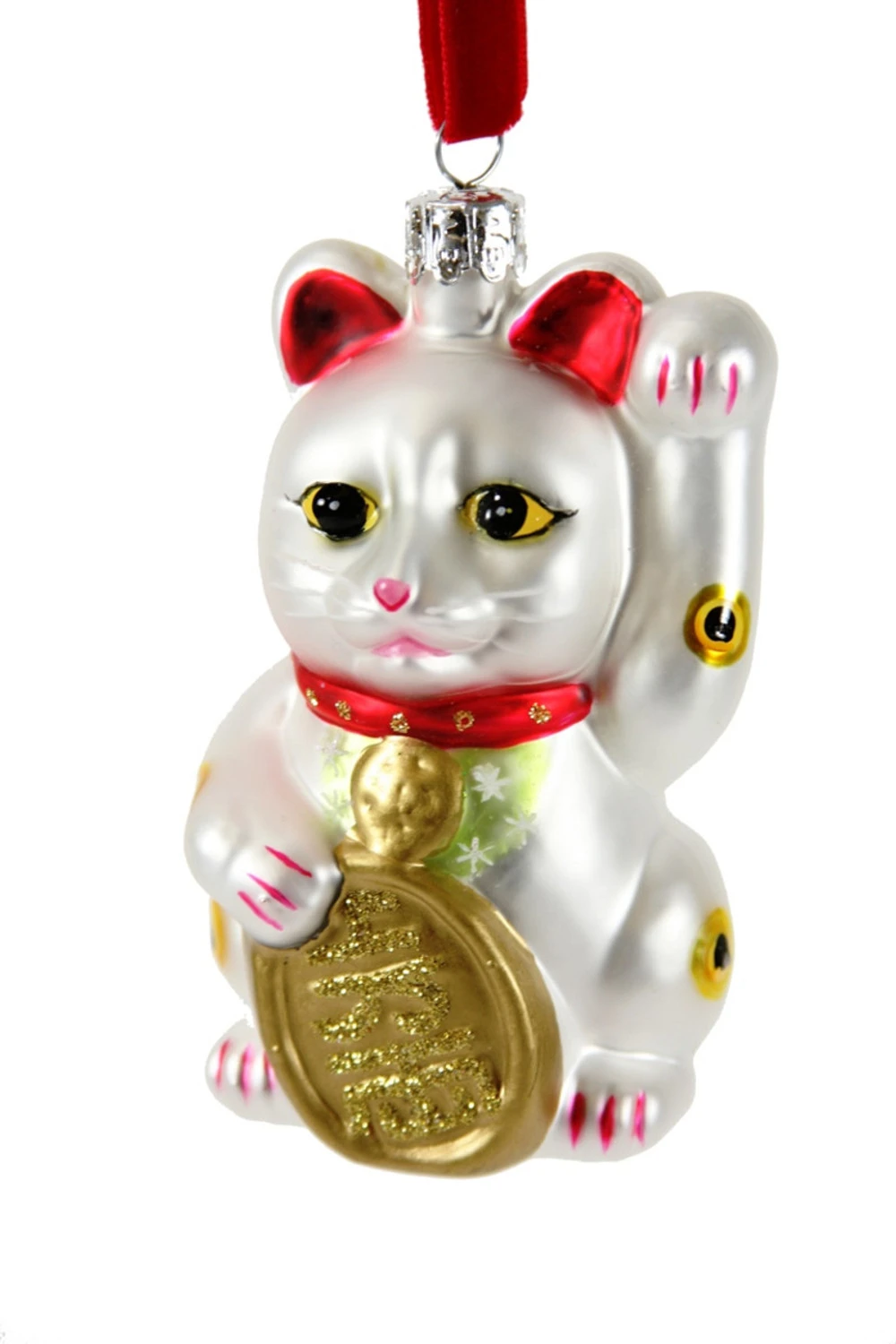 Cody Foster 4.25" White Lucky Cat Glass Christmas Ornament GO-2781-W 3 Cody Foster 4.25" White Lucky Cat Glass Christmas Ornament GO-2781-W