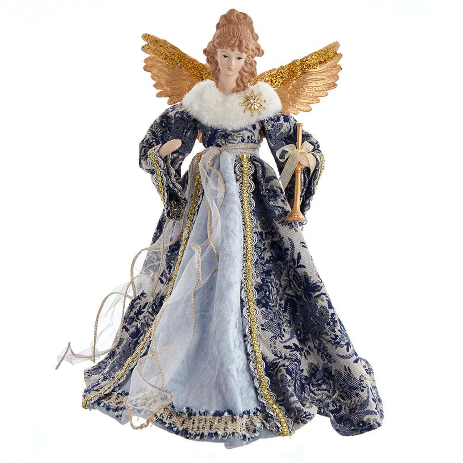 Kurt Adler 17" Indigo Blue Delft Angel Christmas Tree Topper J6099 3 Kurt Adler 17" Indigo Blue Delft Angel Christmas Tree Topper J6099