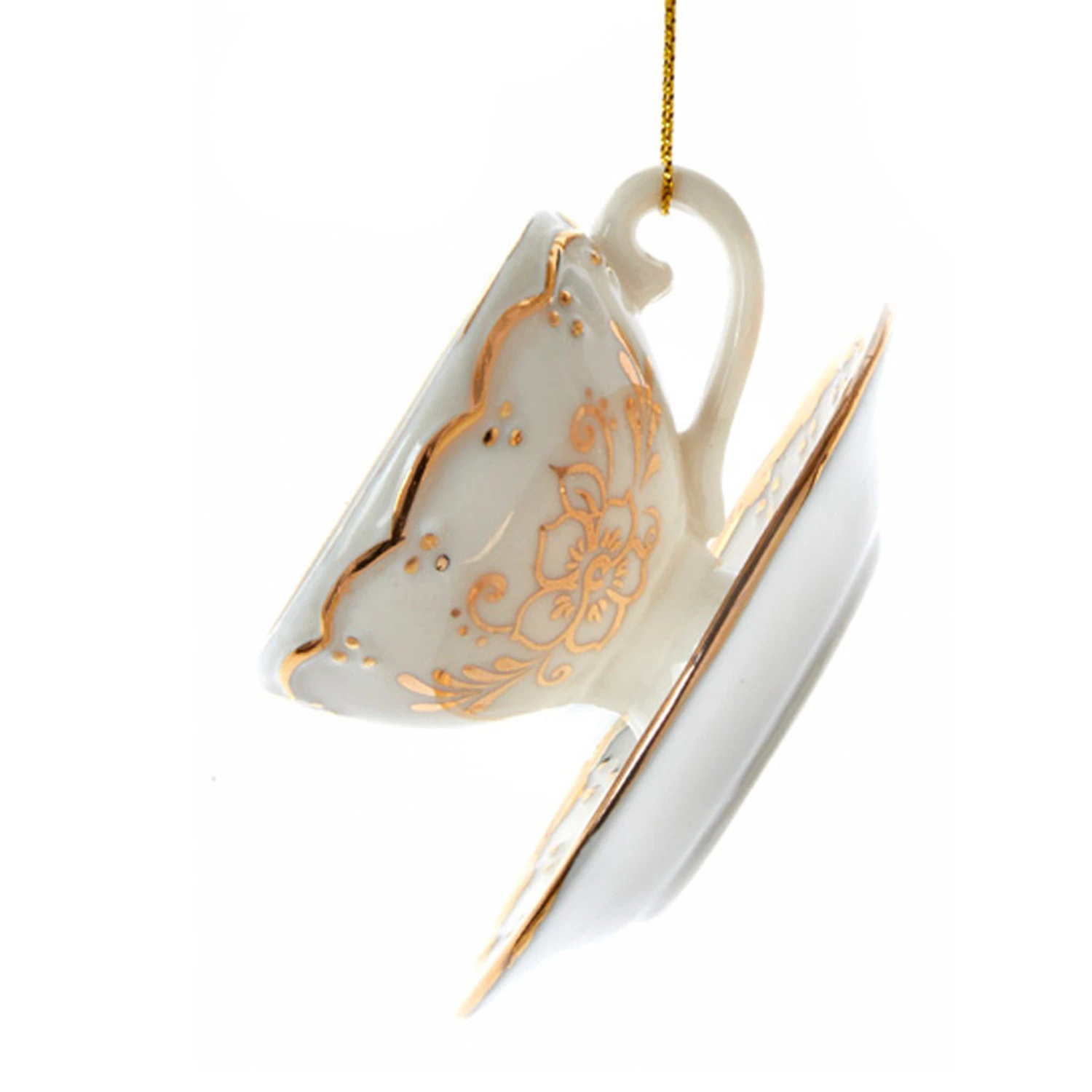 Kurt Adler 3" White And Gold Teacup Porcelain Christmas Ornament J7487 6 Kurt Adler 3" White And Gold Teacup Porcelain Christmas Ornament J7487 - Image 4