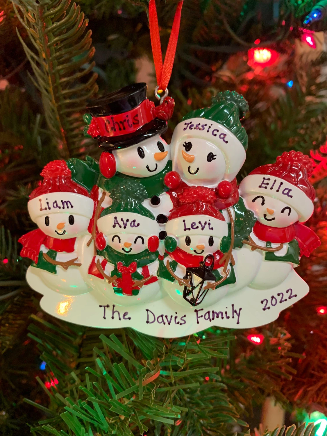 Snowman Family Of 6 Personalized Christmas Ornament OR2255-6 4 Snowman Family Of 6 Personalized Christmas Ornament OR2255-6 - Image 2