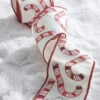 Raz 4" Candy Cane Sequined Wired Christmas Ribbon R4227728 -Christmas Decorations R4227728 61470.1651093879