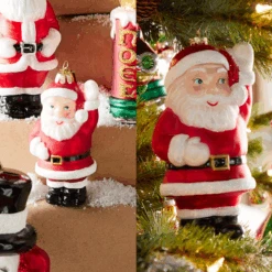 Raz Eric Cortina 3.5" Or 8" Waving Santa Blow Mold Glass Christmas Ornament