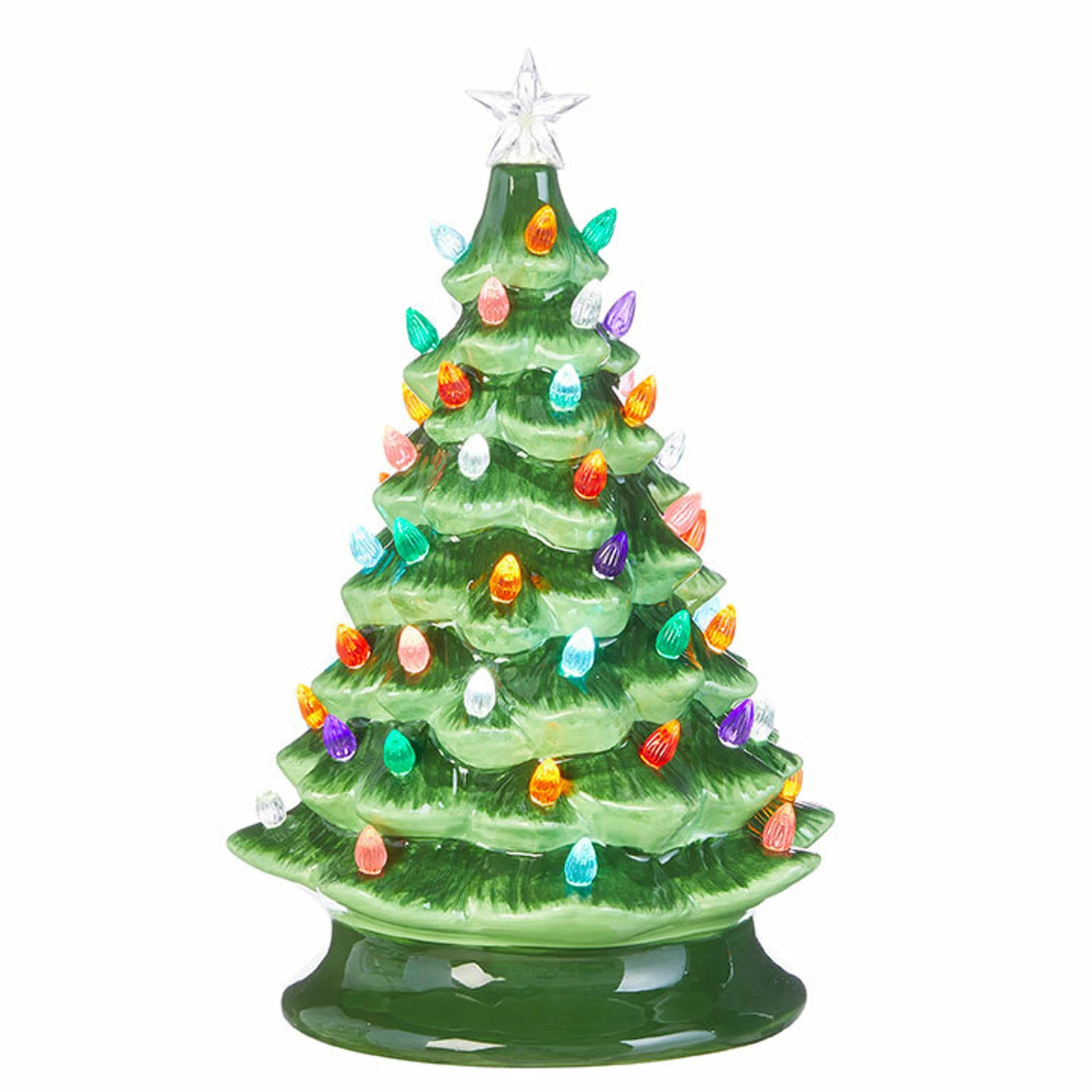 Raz 8", 13", Or 17" Battery Operated Lighted Green Ceramic Christmas Tree 5 Raz 8", 13", Or 17" Battery Operated Lighted Green Ceramic Christmas Tree - Image 3