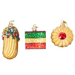 Kurt Adler 2.5" Noble Gems Set Of 3 Cookies Glass Christmas Ornament NB1199