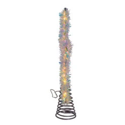 Kurt Adler 12.2" LED Lighted Warm White Silver Tinsel Star Christmas Tree Topper AD1022WW -Christmas Decorations apibnuzym 42097.1646091909