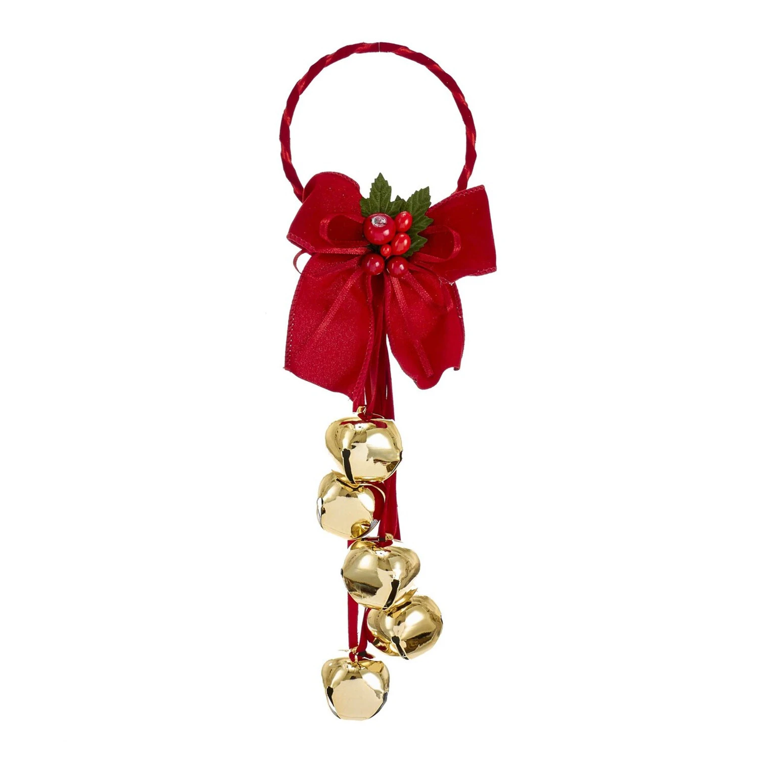 Kurt Adler 12.5" Jingle Bells With Dark Red Bow Door Hanger Christmas Ornament J8185 3 Kurt Adler 12.5" Jingle Bells With Dark Red Bow Door Hanger Christmas Ornament J8185