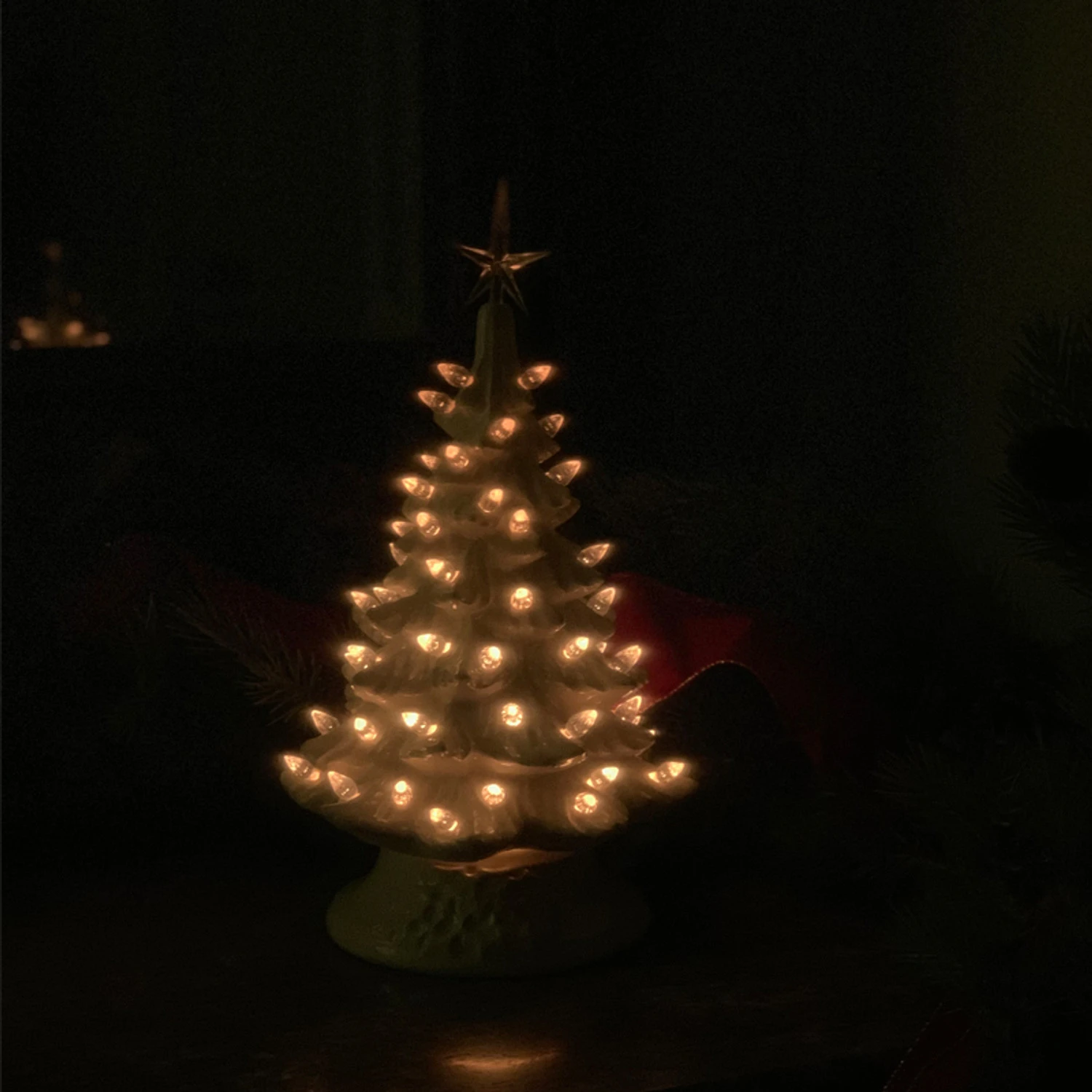 White Ceramic Lighted Christmas Tree 12" 4 White Ceramic Lighted Christmas Tree 12" - Image 2