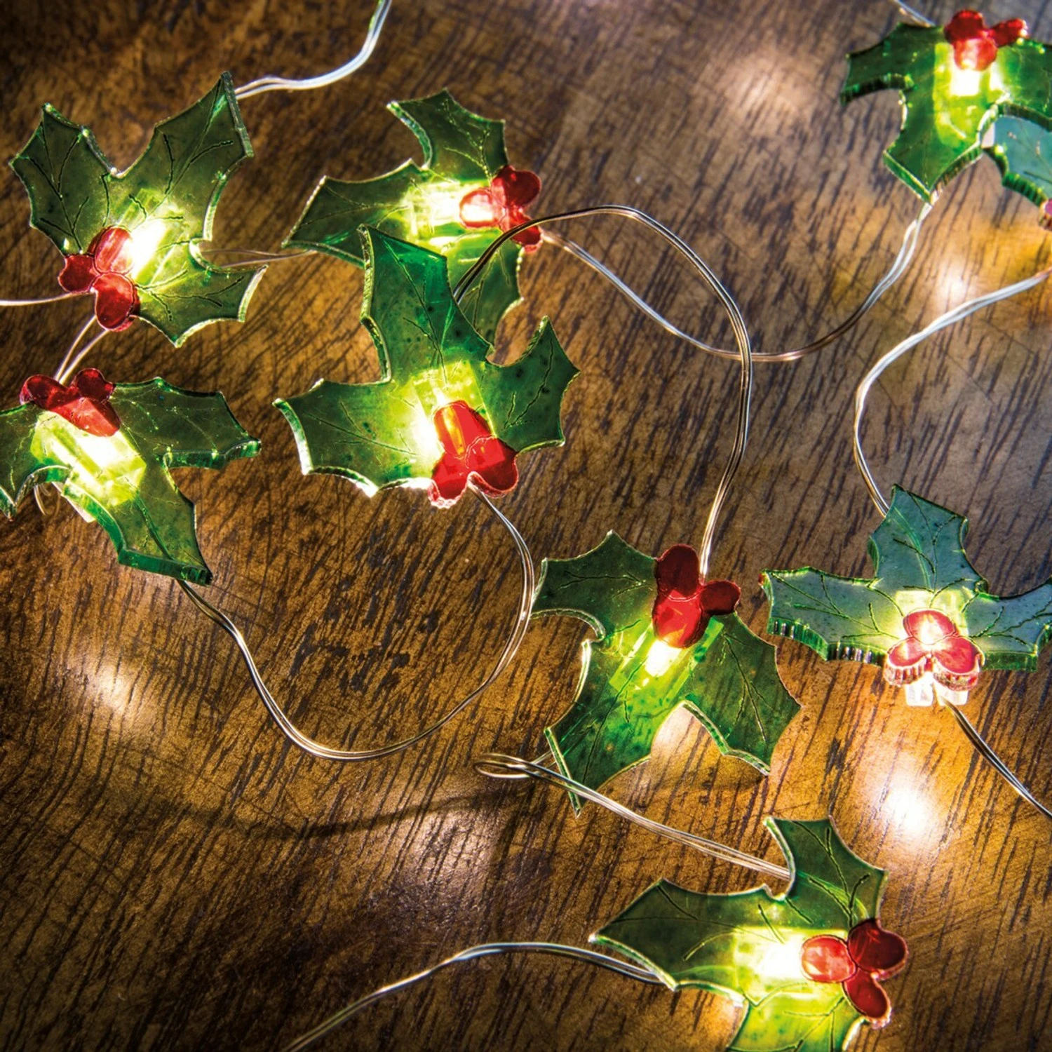 Primitives By Kathy 42" Battery Operated Lighted Holly Wire Christmas Lights 29322 3 Primitives By Kathy 42" Battery Operated Lighted Holly Wire Christmas Lights 29322