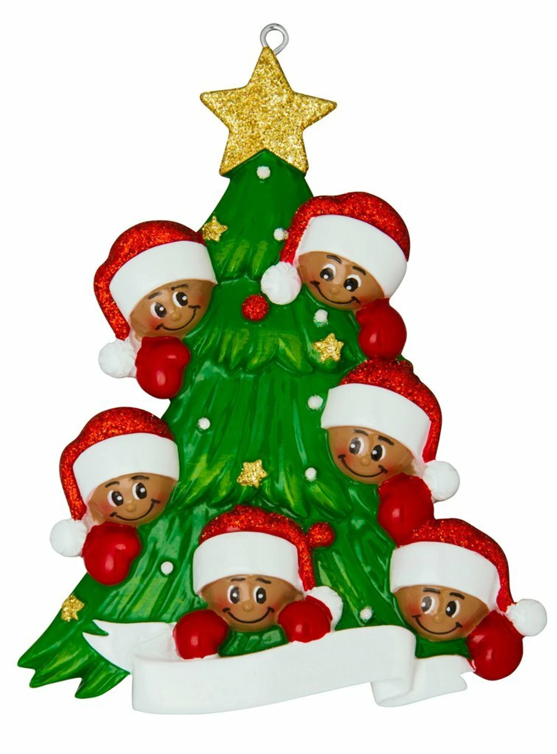 African American Christmas Tree Family Of 6 Personalized Christmas Ornament AA827-6 5 African American Christmas Tree Family Of 6 Personalized Christmas Ornament AA827-6 - Image 3