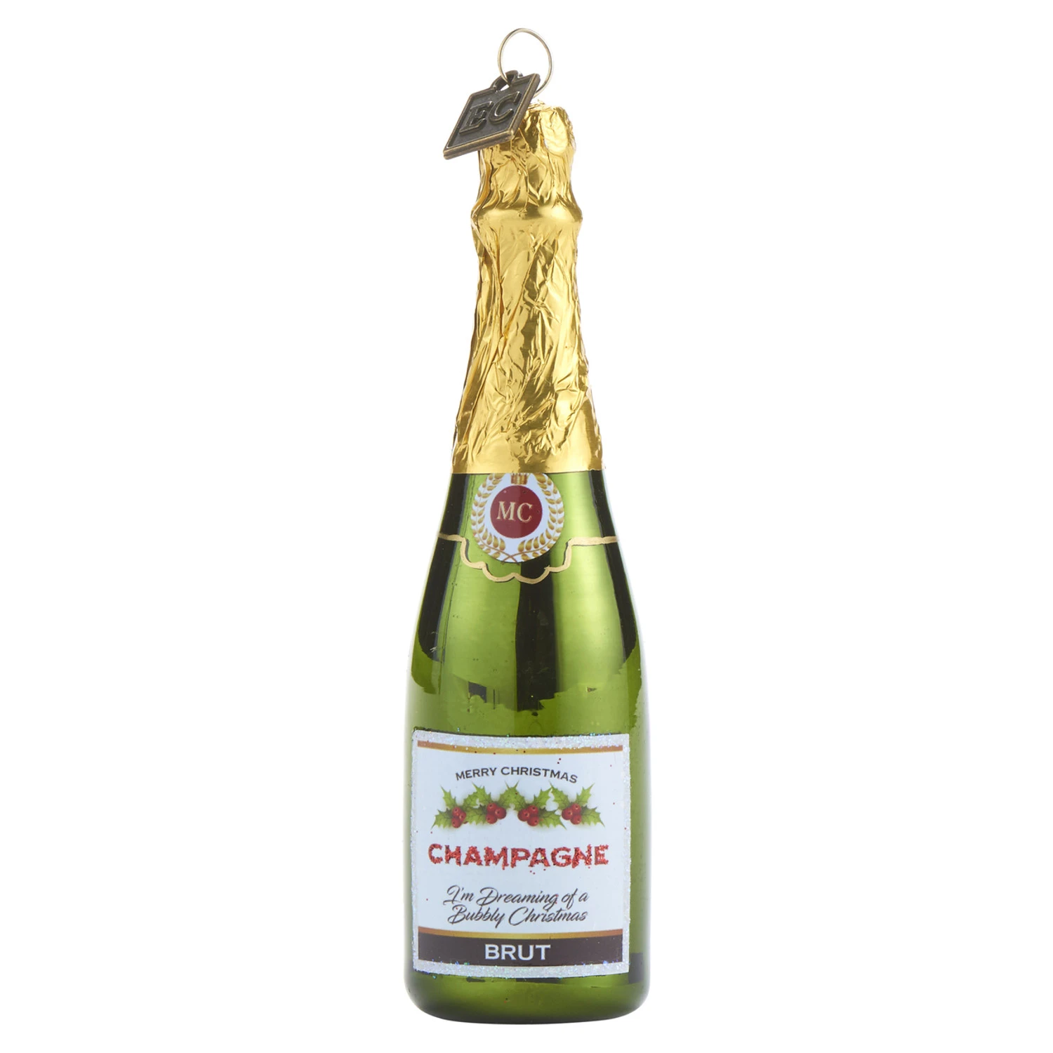 Raz 5" Eric Cortina Merry Christmas Champagne Bottle Glass Ornament 4053159 4 Raz 5" Eric Cortina Merry Christmas Champagne Bottle Glass Ornament 4053159 - Image 2