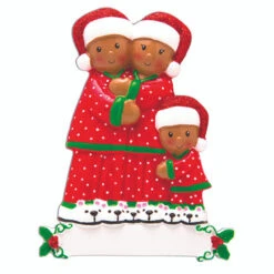 African American Pajama Family Of 3 Personalized Christmas Ornament -Christmas Decorations apilpogdu 02186.1646091873