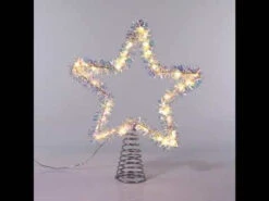 Kurt Adler 12.2" LED Lighted Warm White Silver Tinsel Star Christmas Tree Topper AD1022WW -Christmas Decorations apimhewlu 45772.1646091915