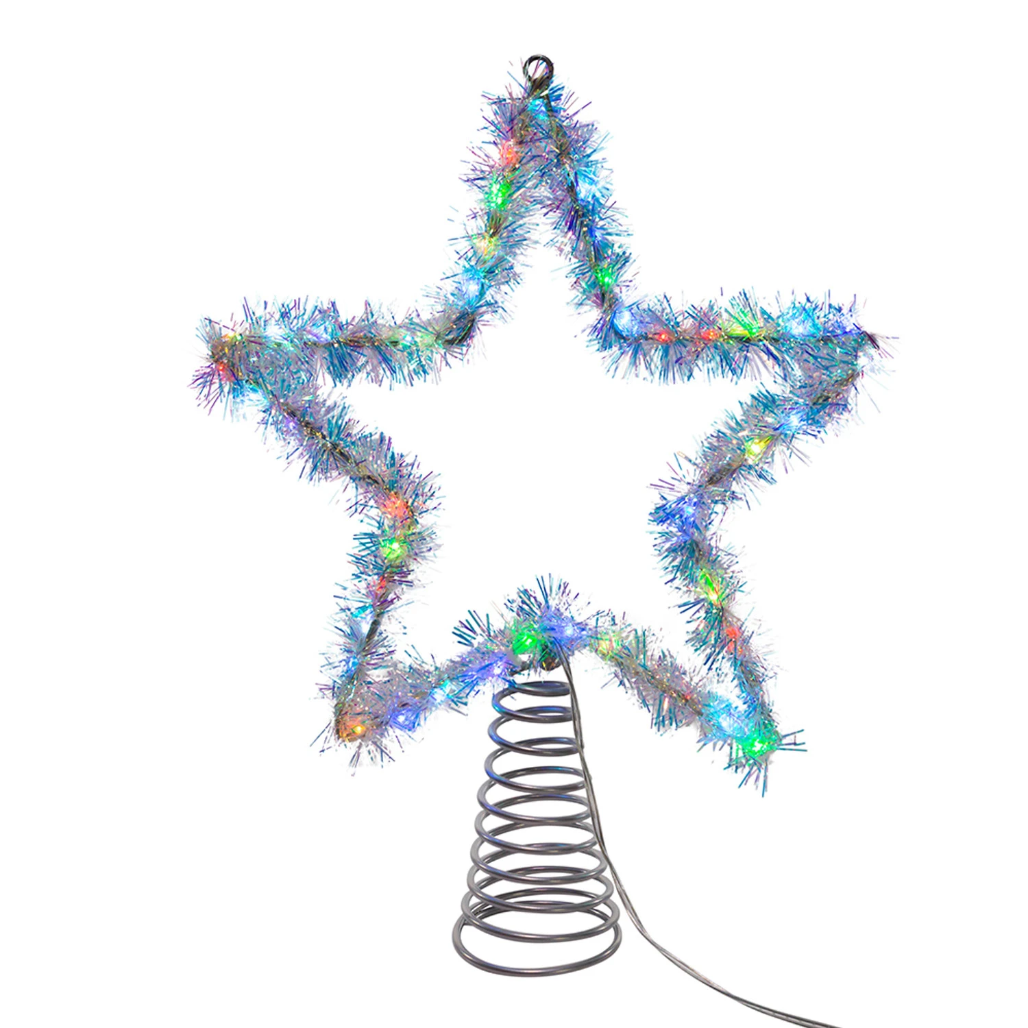 Kurt Adler 12.2" LED Lighted Silver Tinsel Star Christmas Tree Topper AD1022RGB 9 Kurt Adler 12.2" LED Lighted Silver Tinsel Star Christmas Tree Topper AD1022RGB - Image 7