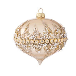 Raz 6" Gold Beaded Glass Christmas Ornament 4022874 -Christmas Decorations apio92cyc 30977.1646091885